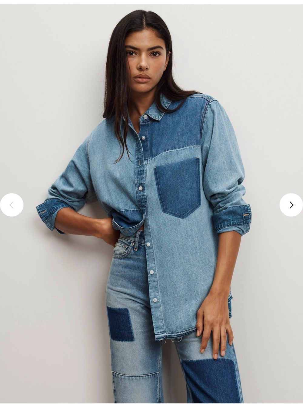 Veronica Beard Dalma Denim Button-Down Shirt Size 4